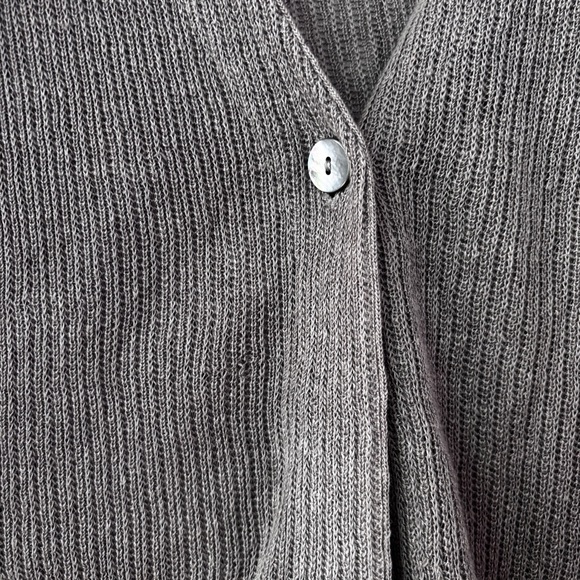 Garnet Hill Gray Grey 100% Linen Tunic Length‎ Cardigan Size Small - Picture 11 of 12